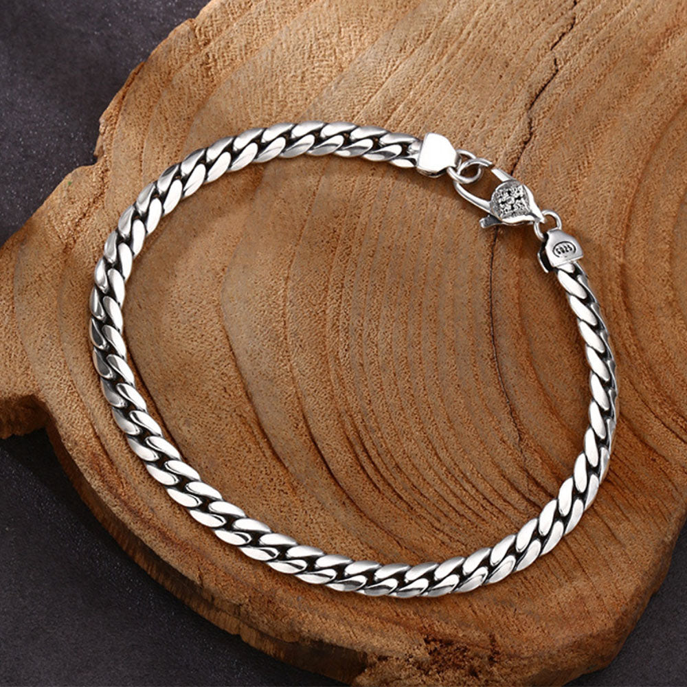 Men’s Sterling Silver Cuban Link Bracelet – Slim 5mm Chain