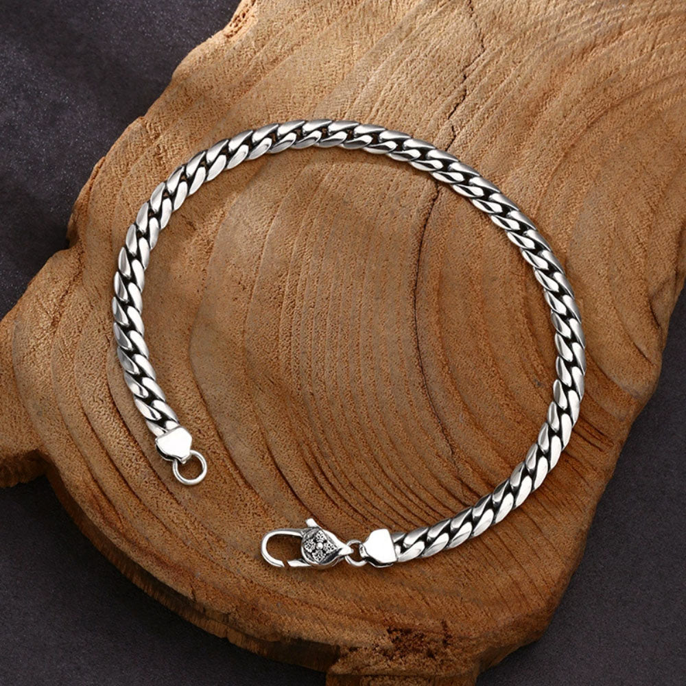 Men’s Sterling Silver Cuban Link Bracelet – Slim 5mm Chain