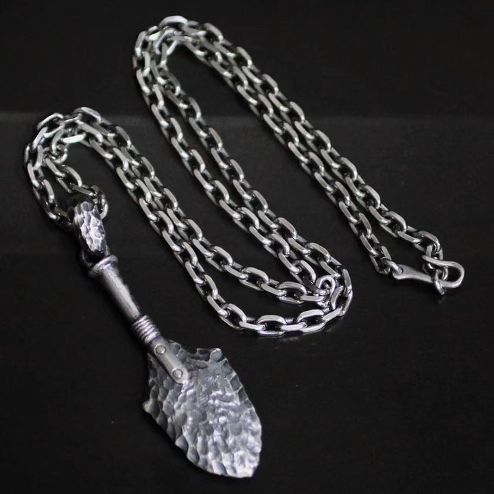 Men's Sterling Silver Ancient Spearhead Pendant Necklace