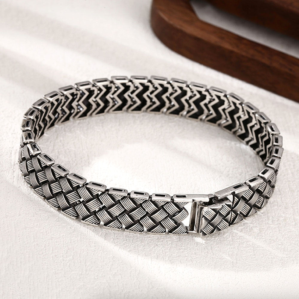 Men's Sterling Silver Basket Braided Bracelet