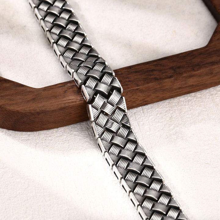 Men's Sterling Silver Basket Braided Bracelet