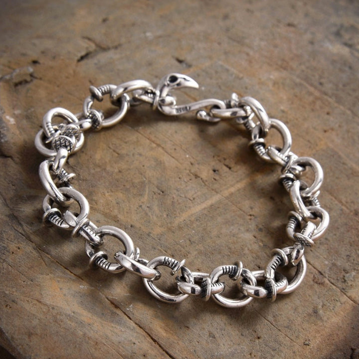 Men's Sterling Silver Eagle Hook Nail Link Bracelet