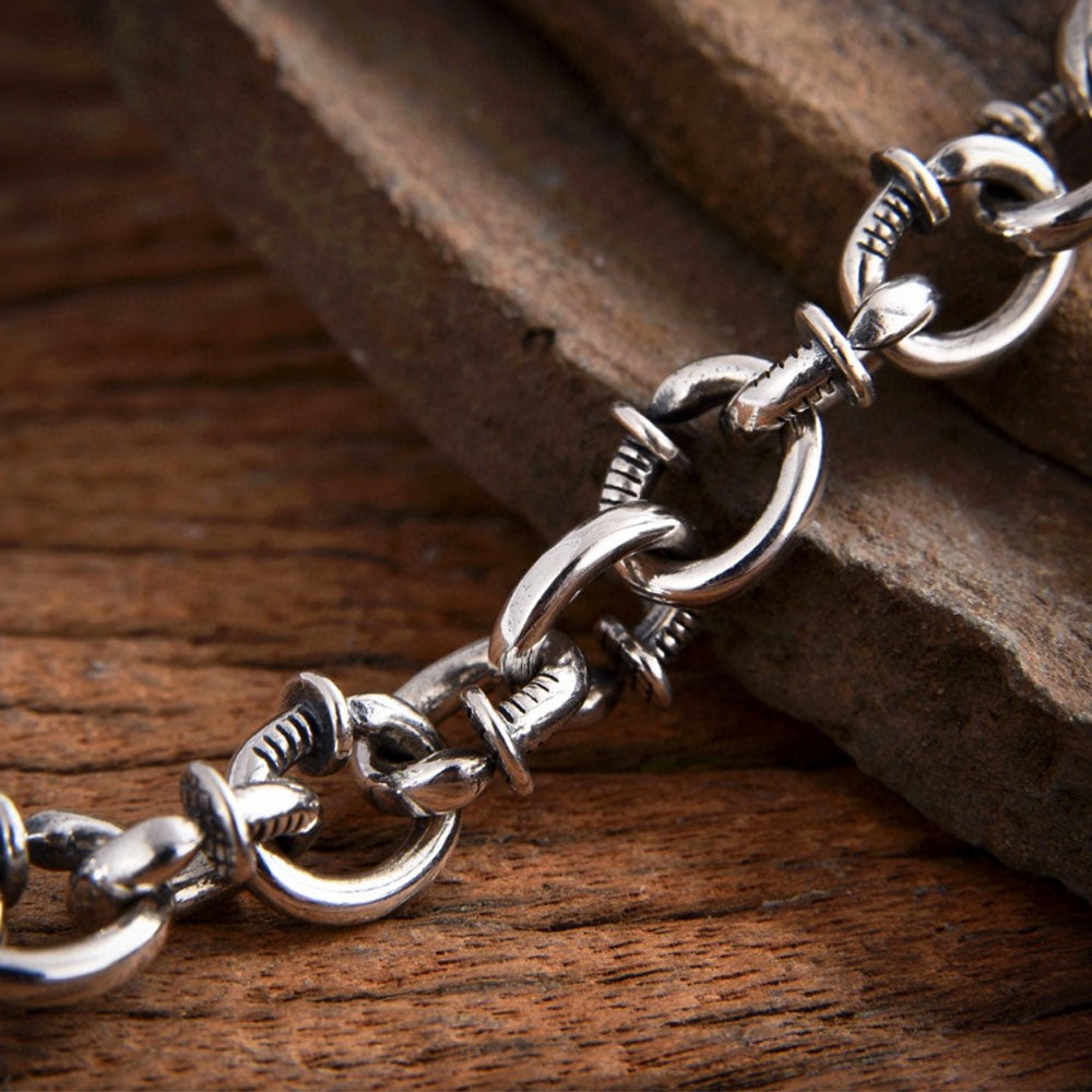 Men's Sterling Silver Eagle Hook Nail Link Bracelet