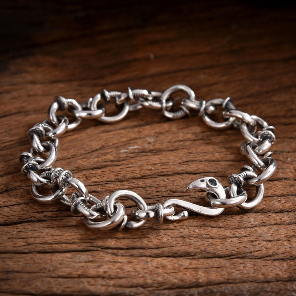 Men's Sterling Silver Eagle Hook Nail Link Bracelet