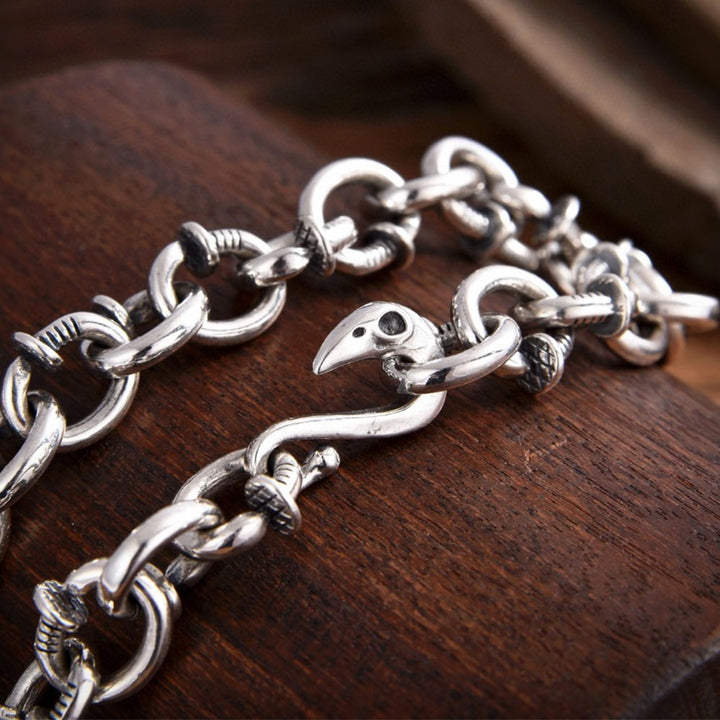 Men's Sterling Silver Eagle Hook Nail Link Bracelet