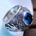 Men's Sterling Silver Blue Crystal Ring