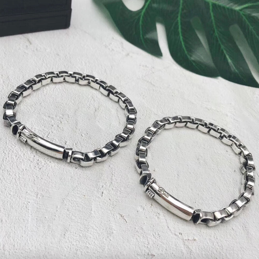 Men's Sterling Silver Box Chain Bracelet