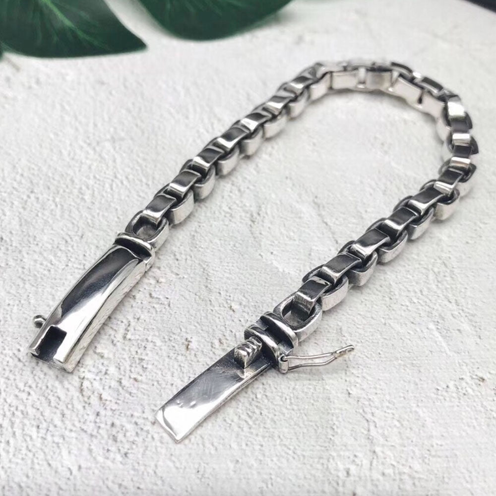 Men's Sterling Silver Box Chain Bracelet