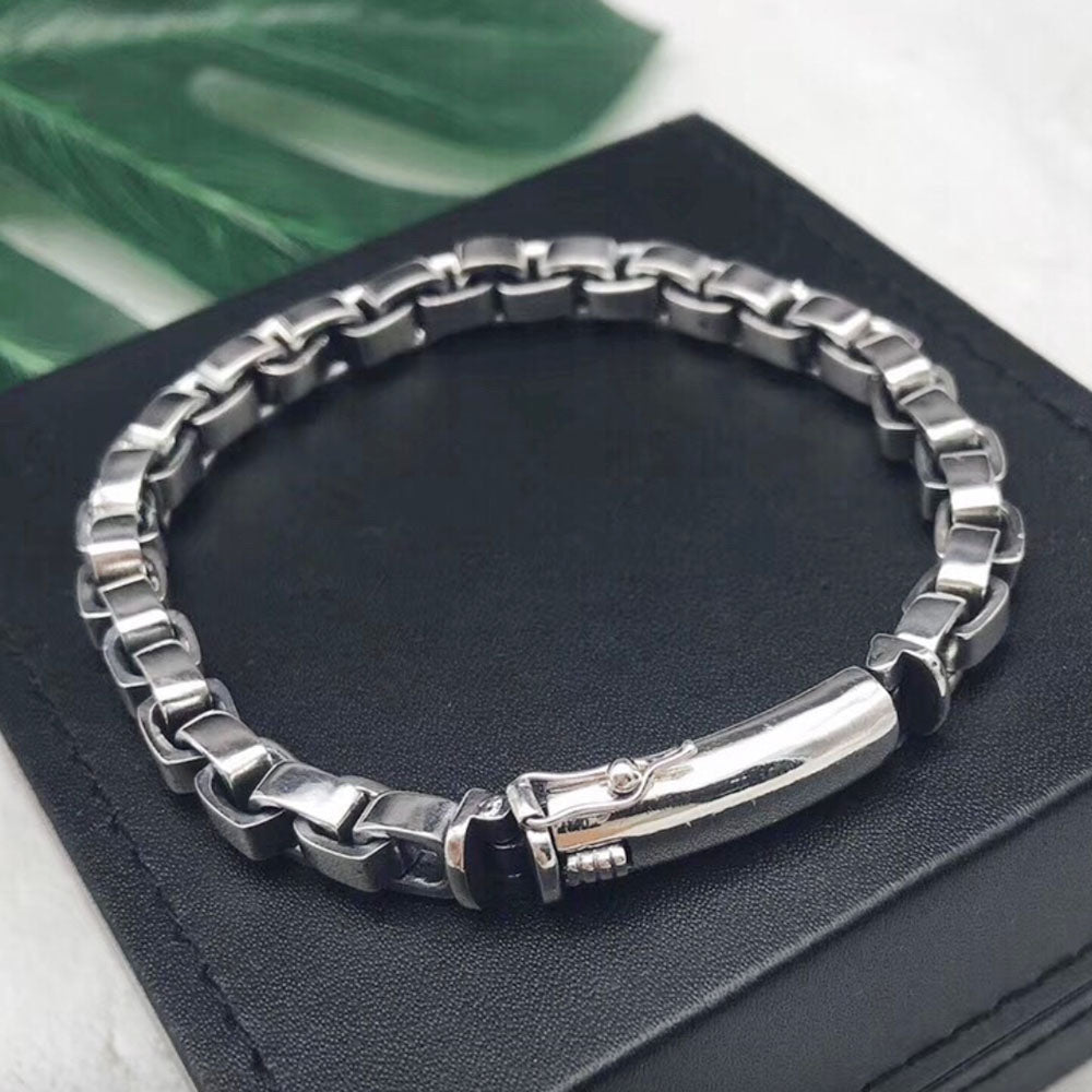 Men's Sterling Silver Box Chain Bracelet