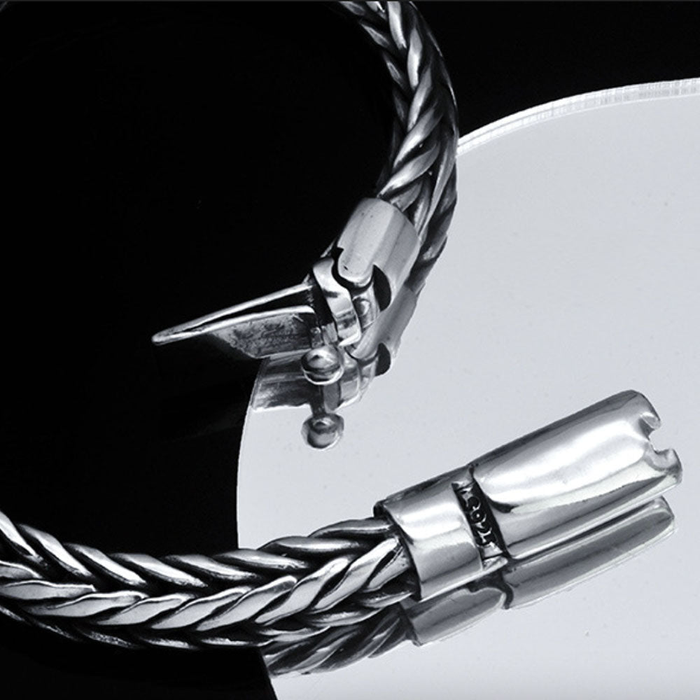 Bracelet chaîne tressée en argent sterling pour hommes