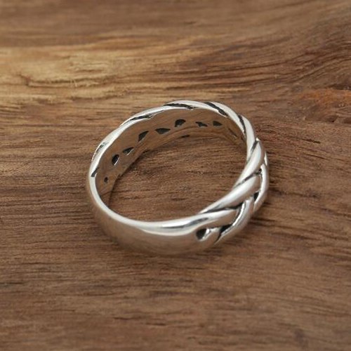 Men's Sterling Silver Braided Pattern Band Ring