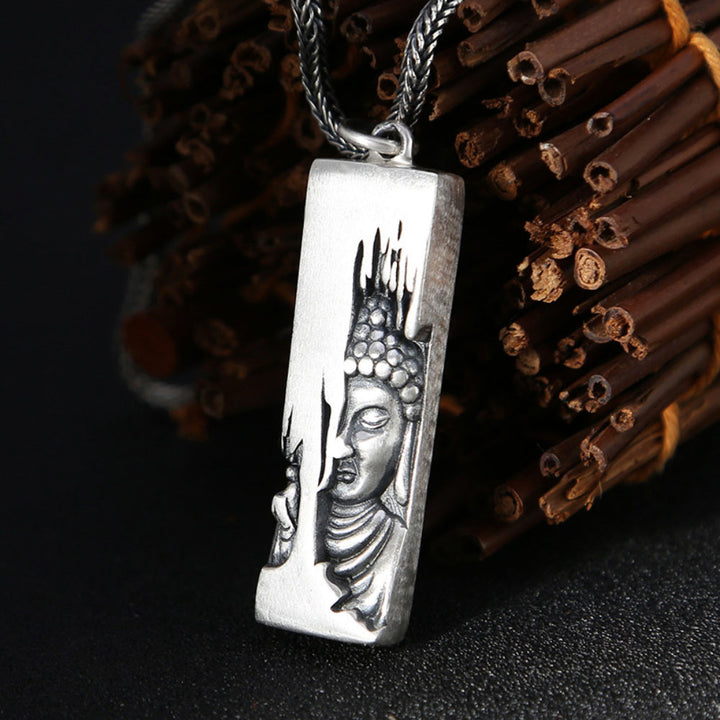 Men's Sterling Silver Buddha Pendant Necklace