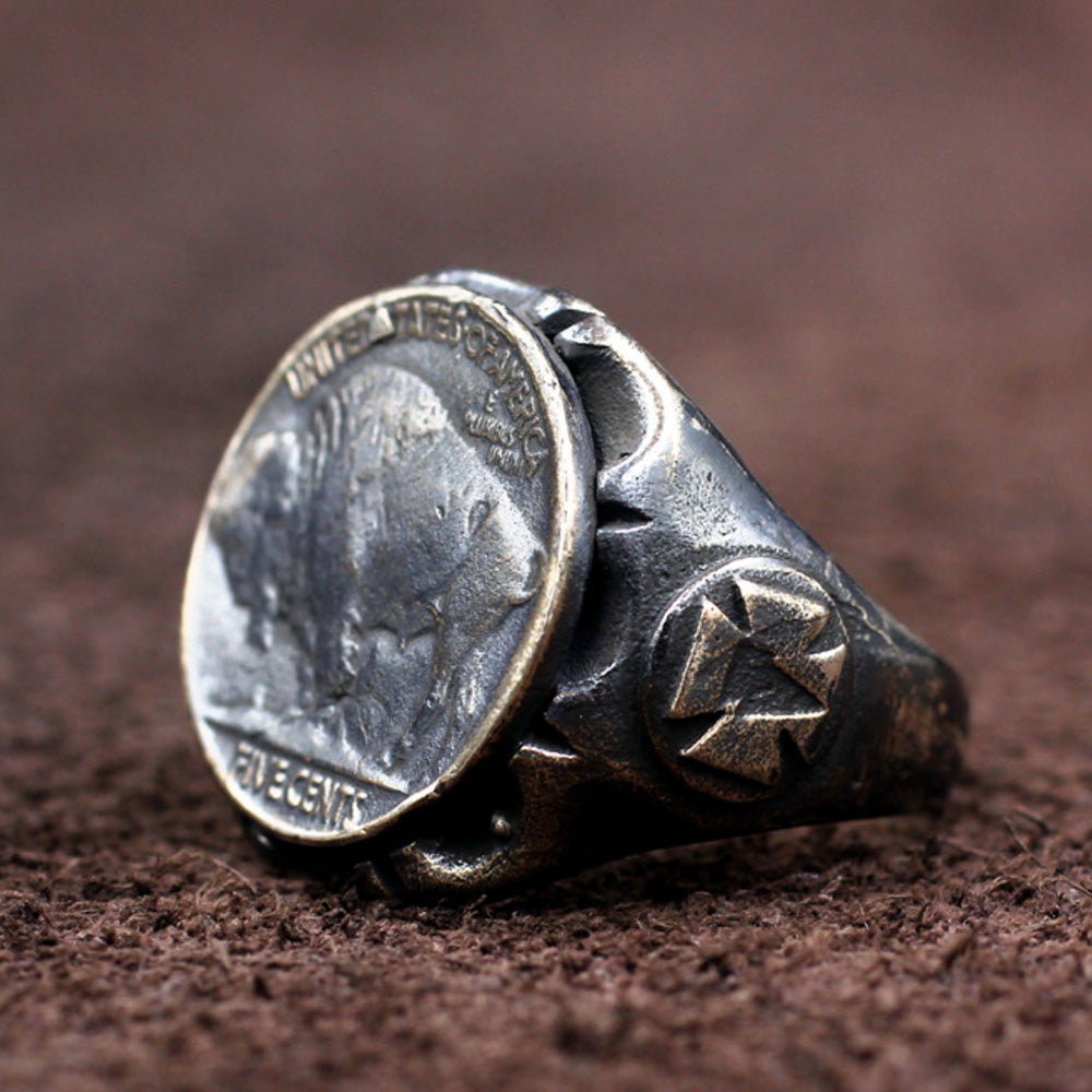 Men's Sterling Silver Buffalo Coin Ring