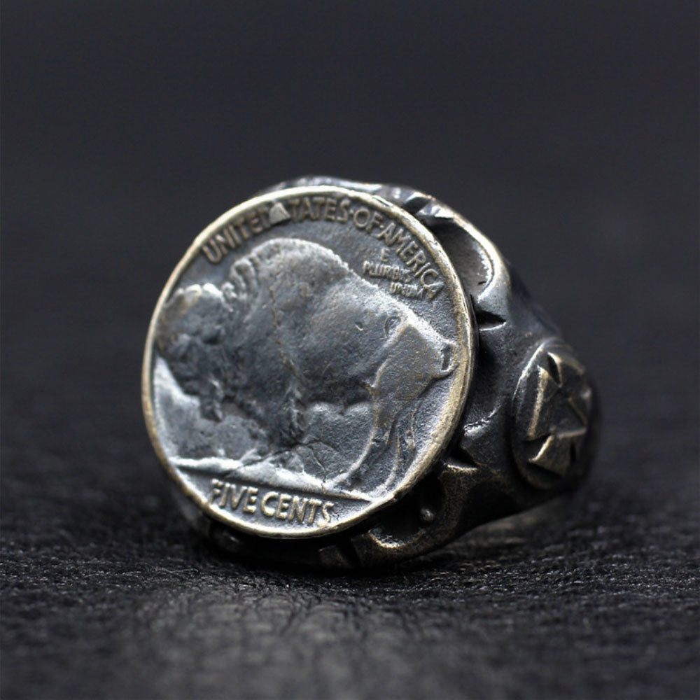 Men's Sterling Silver Buffalo Coin Ring