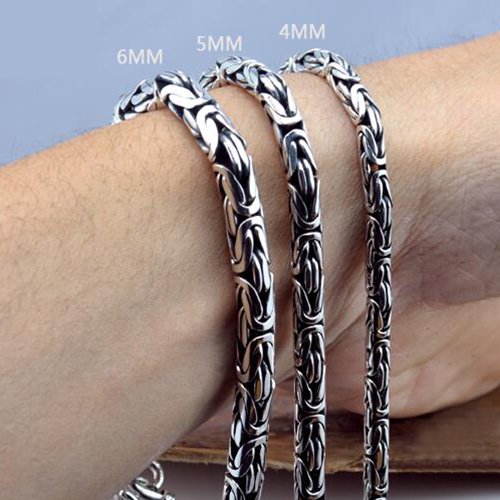 Men's Sterling Silver Byzantine Chain Dragon Bracelet