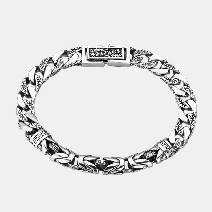 Men's Sterling Silver Byzantine and Cuban Chain Bracelet