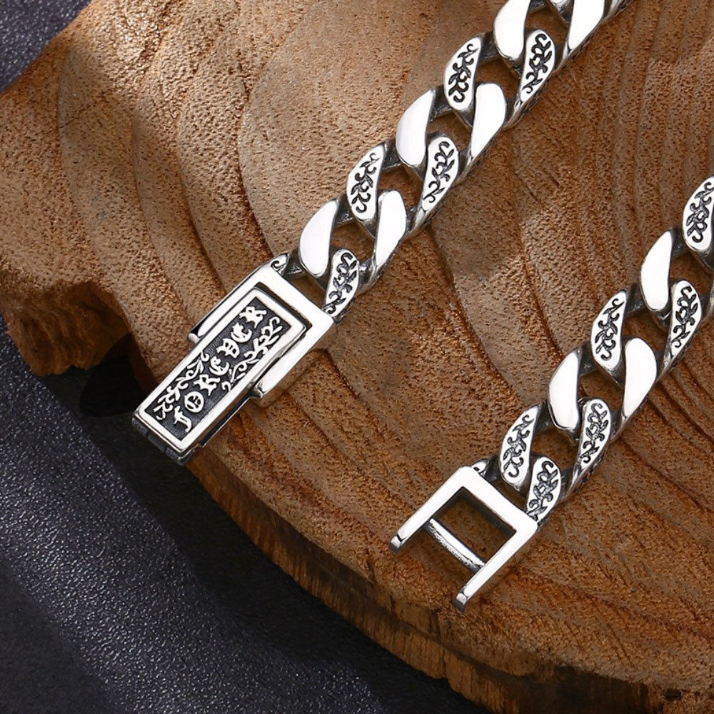 Men's Sterling Silver Byzantine and Cuban Chain Bracelet