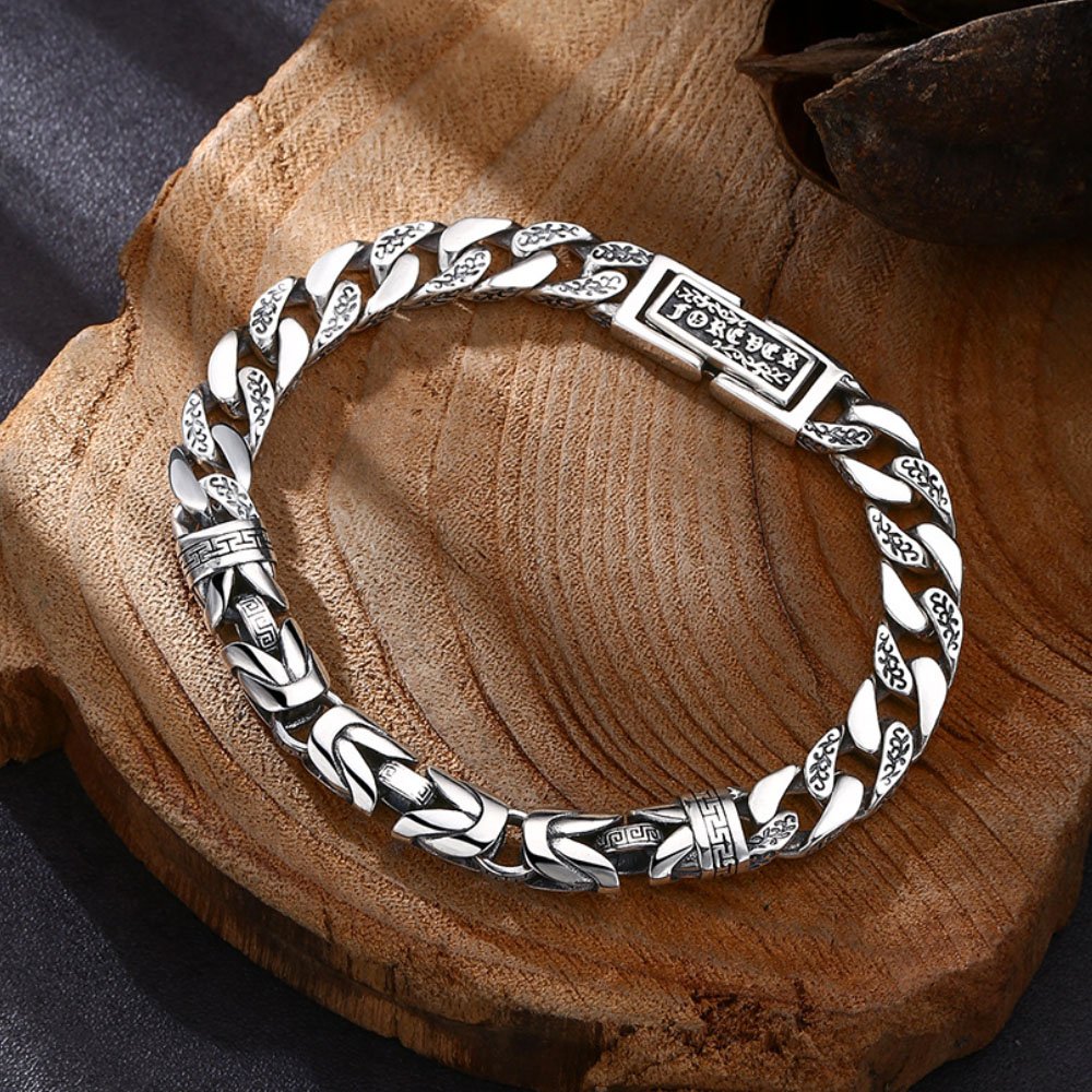 Men's Sterling Silver Byzantine and Cuban Chain Bracelet