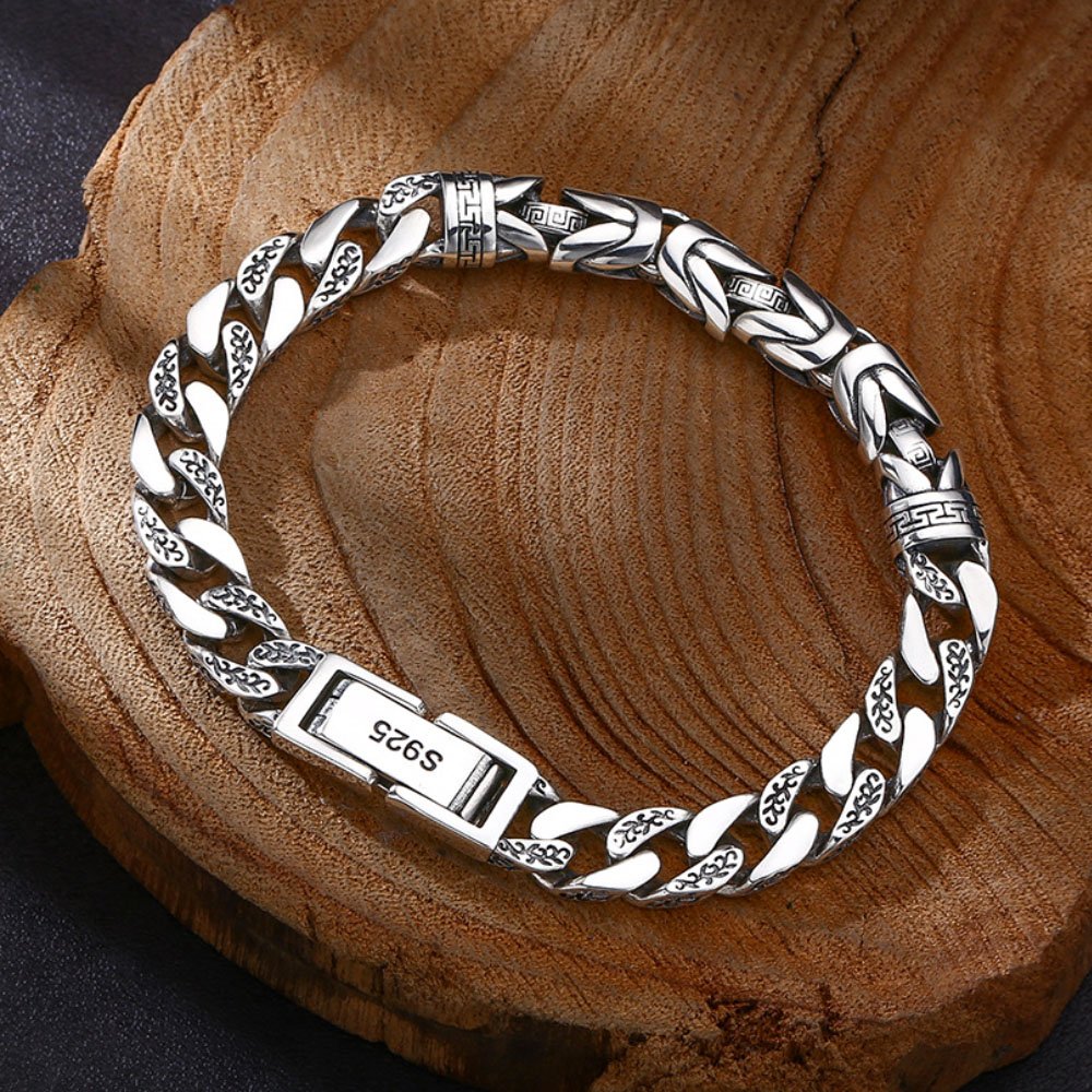 Men's Sterling Silver Byzantine and Cuban Chain Bracelet