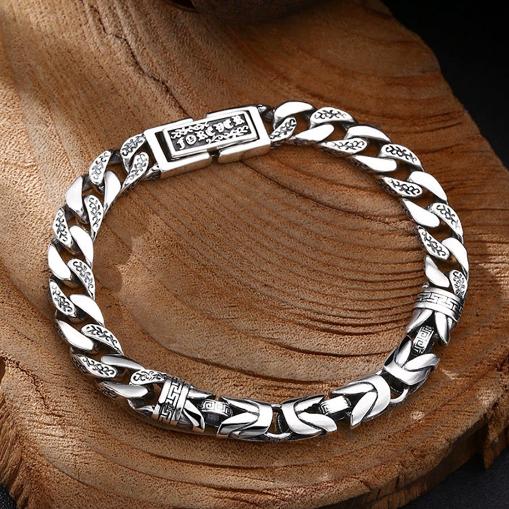 Men's Sterling Silver Byzantine and Cuban Chain Bracelet