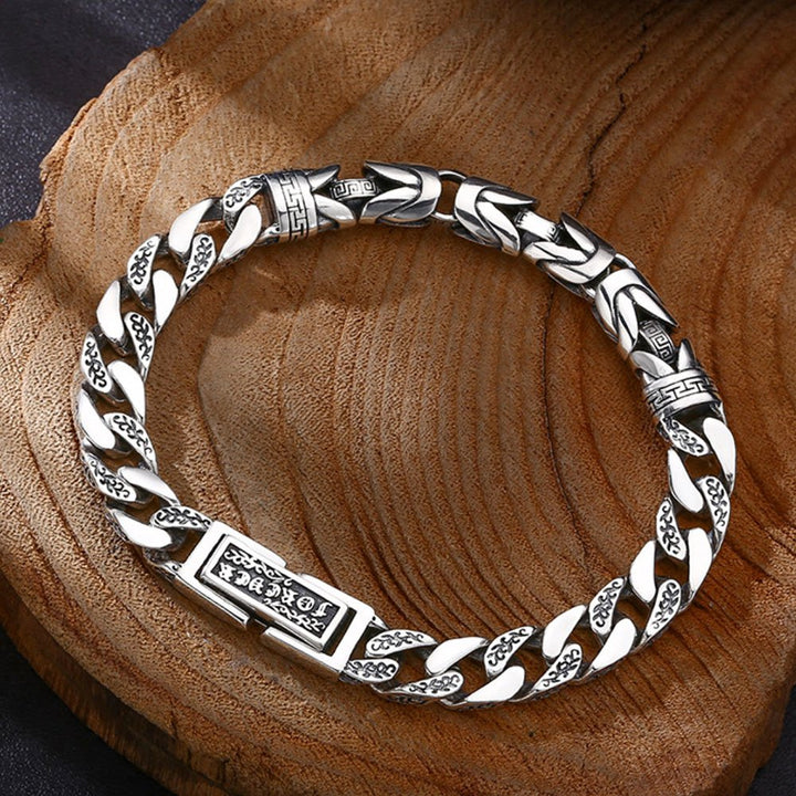 Men's Sterling Silver Byzantine and Cuban Chain Bracelet