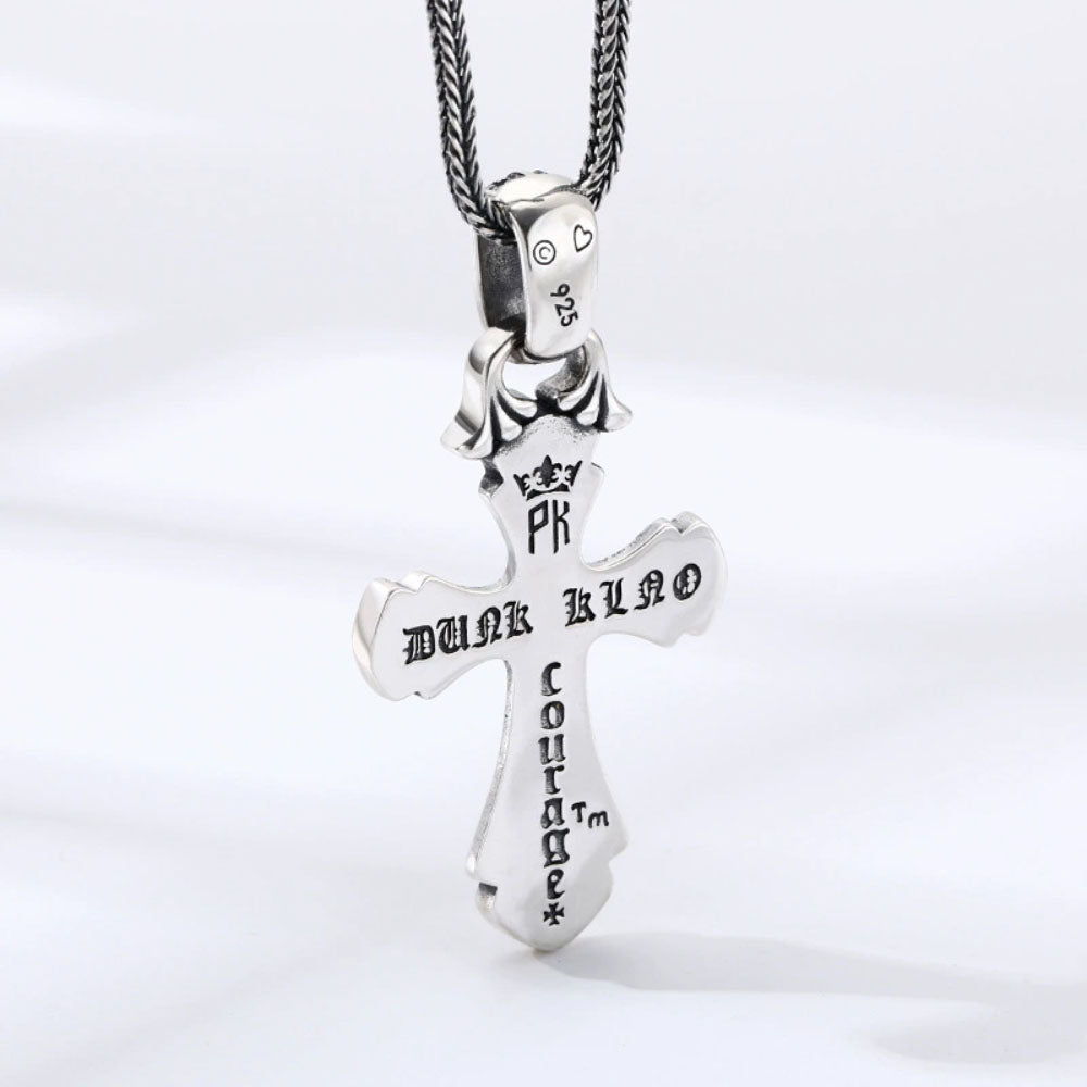 Men's Sterling Silver CZ Cross Necklace