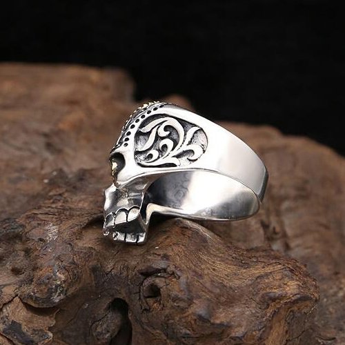 Men's Sterling Silver CZ Eyes Skull Ring