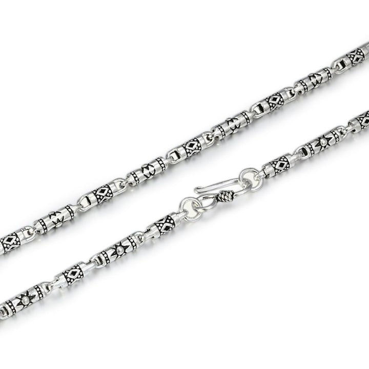 4 mm Men's Sterling Silver Carved Tube Chain 18"-30"