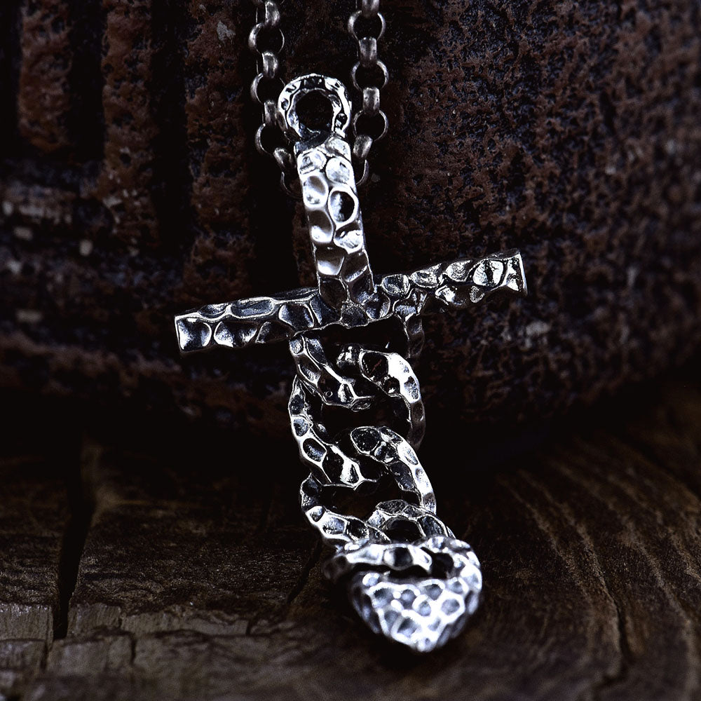 Men's Sterling Silver Chain Sword Pendant Necklace