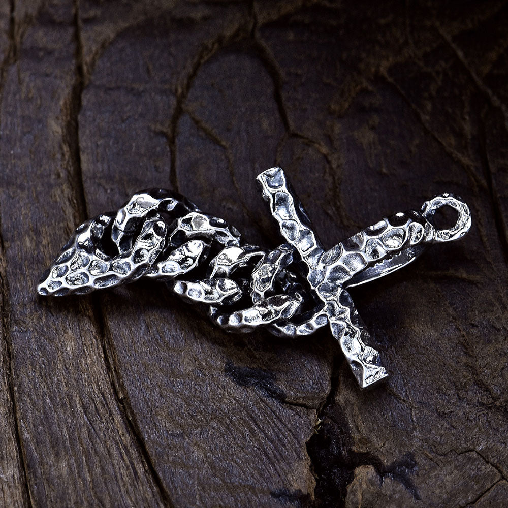 Men's Sterling Silver Chain Sword Pendant Necklace