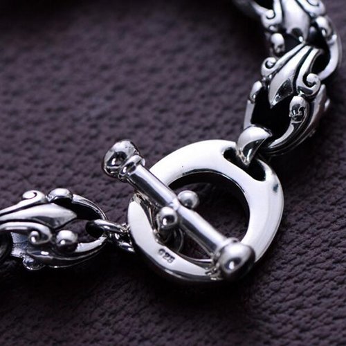 Men's Sterling Silver Cross Flora Bracelet