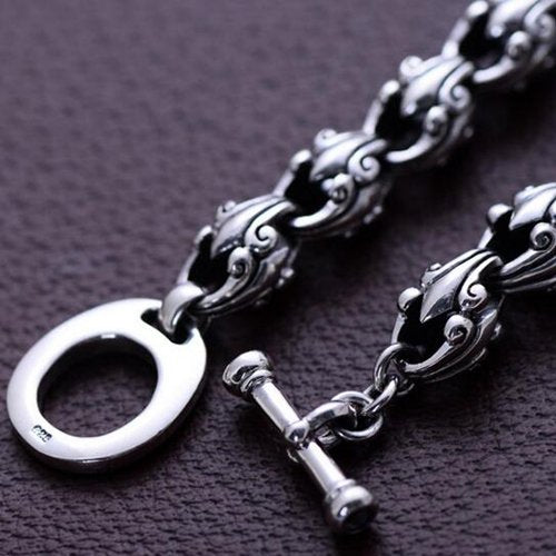 Men's Sterling Silver Cross Flora Bracelet