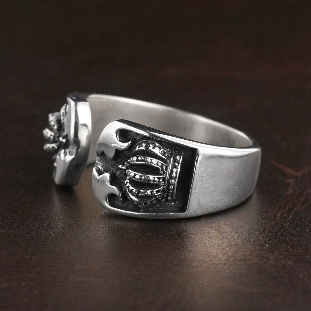Men's Sterling Silver Crowns Wrap Ring