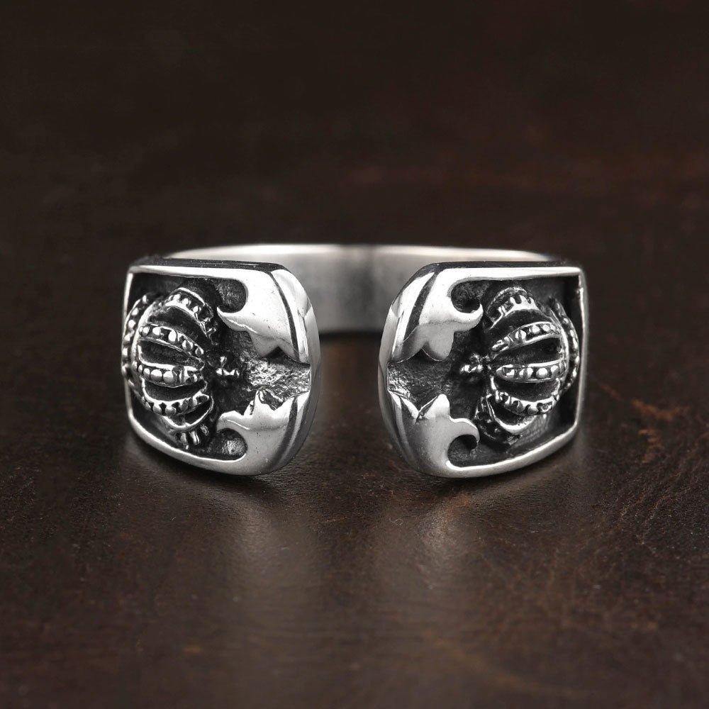 Men's Sterling Silver Crowns Wrap Ring
