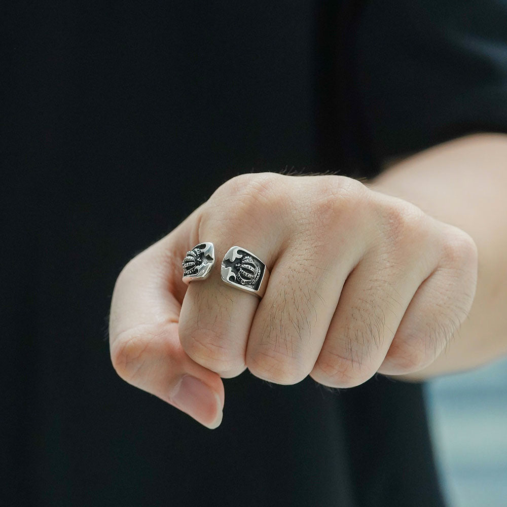 Men's Sterling Silver Crowns Wrap Ring