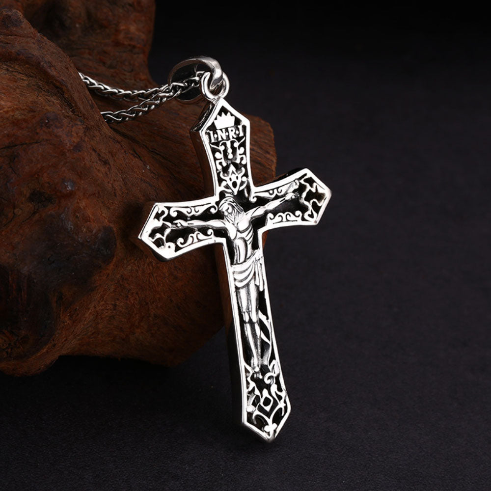 Men's Sterling Silver Crucifix Pendant Necklace