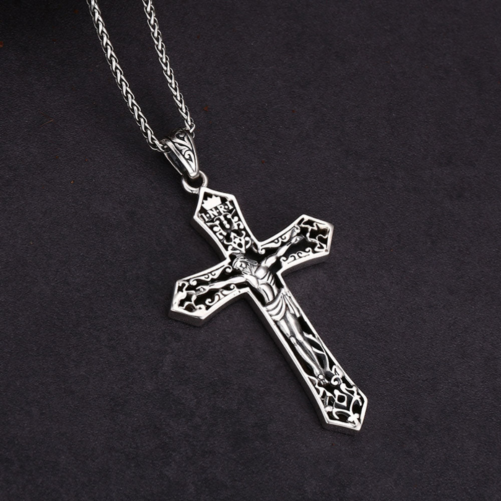 Men's Sterling Silver Crucifix Pendant Necklace