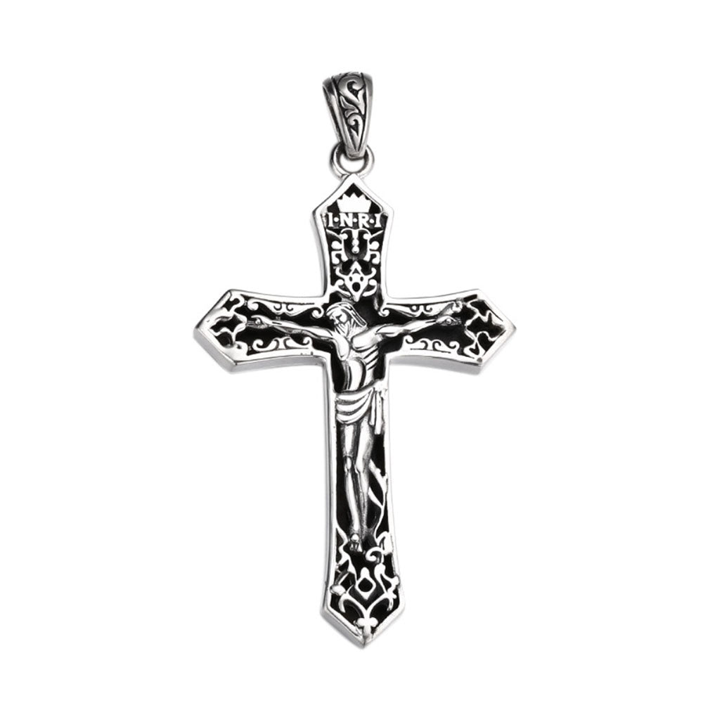 Men's Sterling Silver Crucifix Pendant Necklace