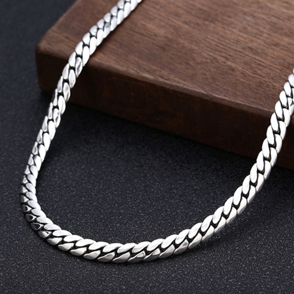 Chaîne gourmette en argent sterling pour hommes de 5 mm, 18 à 28 pouces