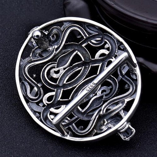 Men's Sterling Silver Double Dragon Belt Buckle