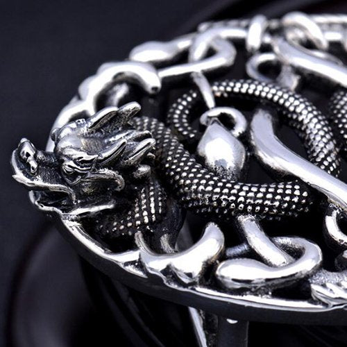 Men's Sterling Silver Double Dragon Belt Buckle