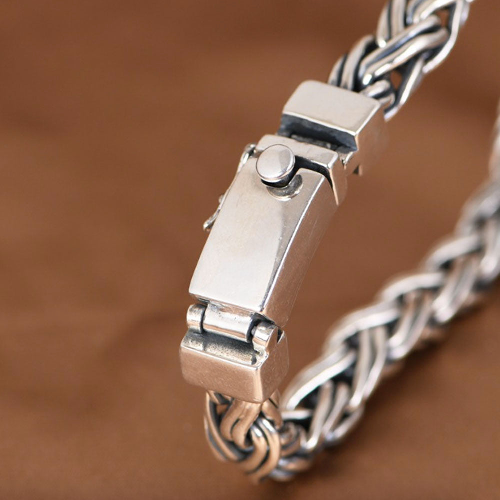 Men's Sterling Silver Double-Stand Braided Chain Bracelet