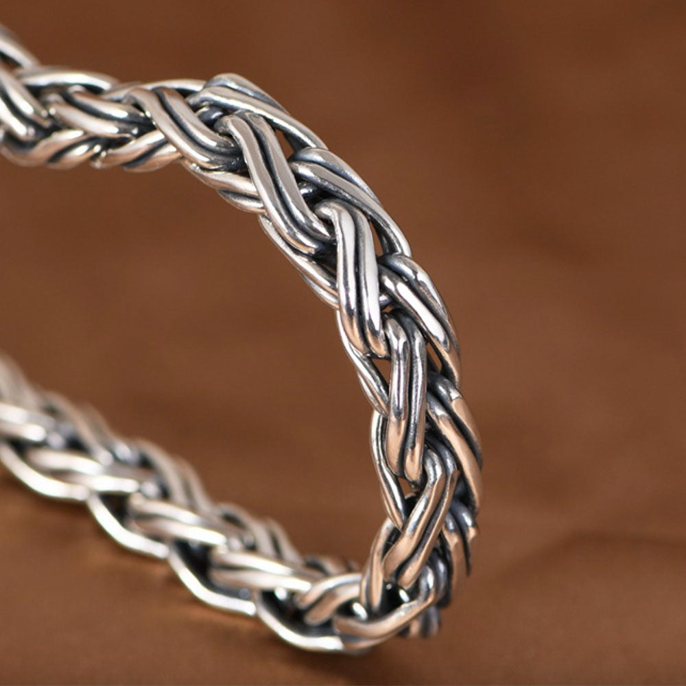 Men's Sterling Silver Double-Stand Braided Chain Bracelet