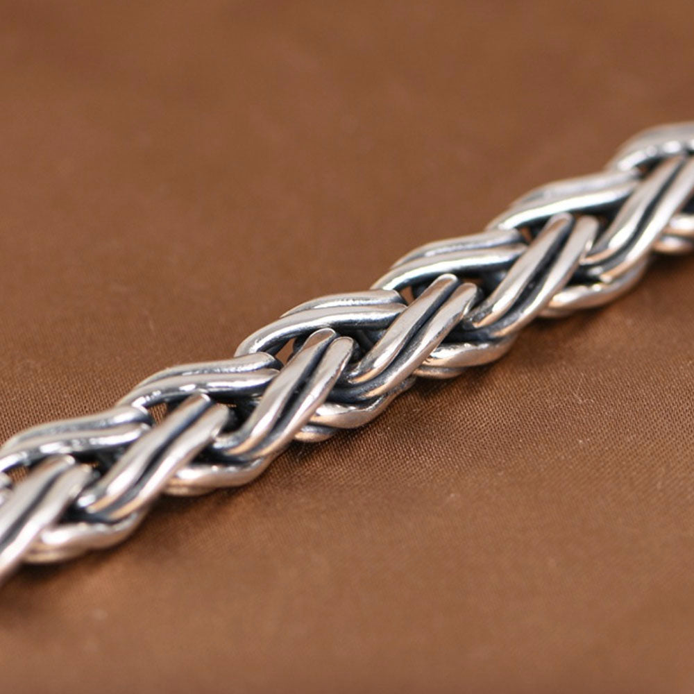 Men's Sterling Silver Double-Stand Braided Chain Bracelet