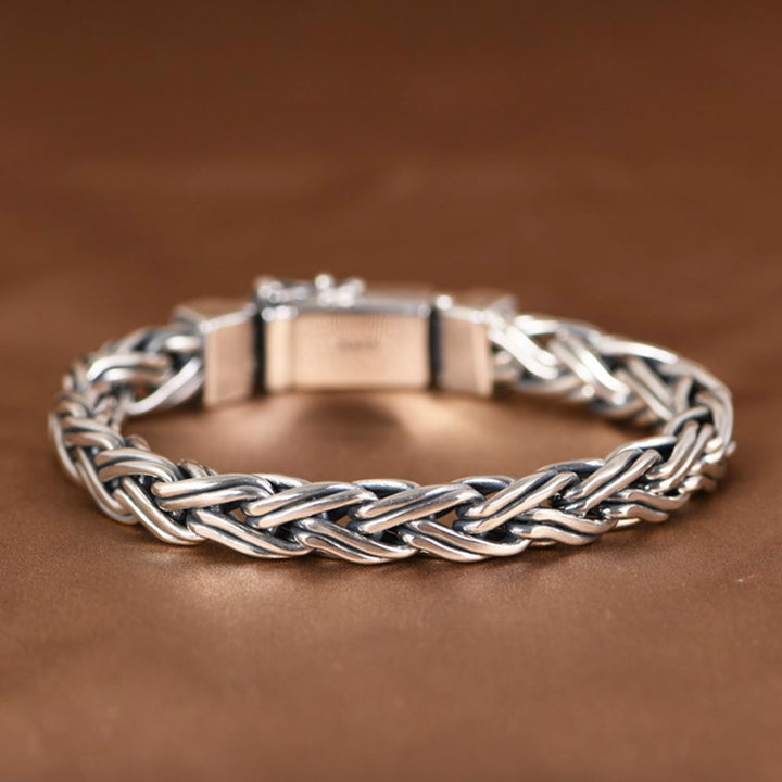 Men's Sterling Silver Double-Stand Braided Chain Bracelet