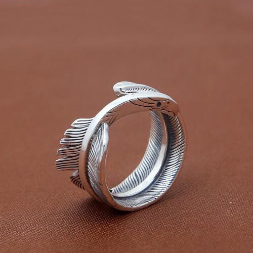 Men's Sterling Silver Eagle Beak Feather Wrap Ring