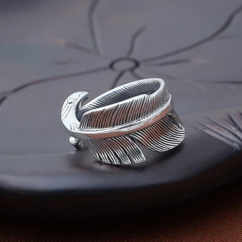 Men's Sterling Silver Eagle Beak Feather Wrap Ring