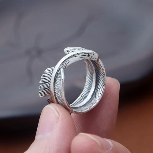 Men's Sterling Silver Eagle Beak Feather Wrap Ring