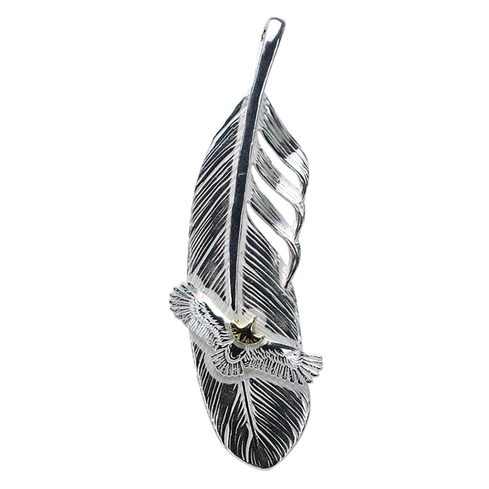 Men's Sterling Silver Eagle Feather Pendant Necklace