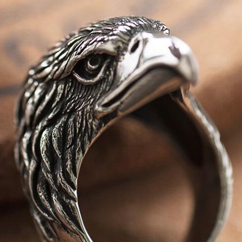 Eagle Ring, 925 Sterling Silver Eagle Head Ring Jewelry gift for store men